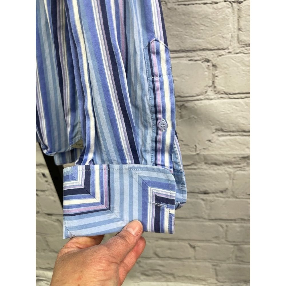 EUC Ted Baker Men’s French Cuff  Button Down Dress Shirt  Blue Stripe - Picture 3 of 5